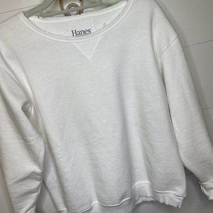 HANES WHITE CREWNECK SWEATSHIRT LARGE